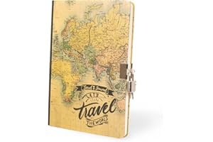 I-TOTAL® - Journal secret fourni avec cadenas en métal et deux clés/journal secret PAGES en DOTS (MAPS)