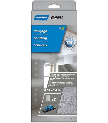 Lot de 10 patins abrasifs NORTON, 93x93 mm, grains 120 | Leroy Merlin