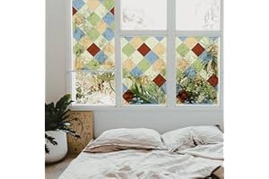 Neukids pellicola per vetri finestre geometrici, vetrofanie per finestre motivo a rombi colorati, adatto per camere da letto soggiorni cucine bagni uffici 30x310cm