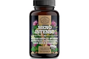 ‎SCHEUNENGUT MENO INTENSO® Yamswurzel -WICHTIG: Wechseljahre Kapseln mit Yamswurzel hochdosiert, Rotklee, Ashwagandha, Rhabarber, Eisen, Vitamin B9+B12 -Meno Komplex- DE SCHEUNENGUT®