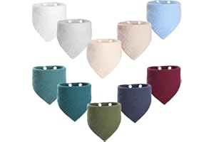 Hianjoo 10-Pack Baby Bandana Dribble Bibs, 100% Muslin Cotton Teething Bibs Bandana Baby Feeding Bibs for Boys Girls, Super Soft and Absorbent Baby Bibs for Toddlers Teething