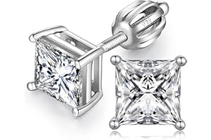 Jiamiaoi Pendientes Hombre Plata De Ley,Pendientes De Tuerca Chapados En Oro Blanco De 18 Quilates Con Diamantes Circonita