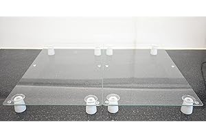 Deenz 30X52Cm Universal Hob Cover Plates Set of 2 Tempered Glass Worktop Saver Dishwasher Safe 4Mm Clear with 8X Feets All Types of Cookers