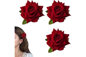 JYTDBCS Rose hairpin Vintage red influencer headpiece photo hairpin side clip flower accessories for women red flower hair clip
