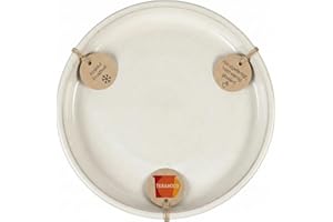 ‎TERAMICO Teramico Vogeltränke/Teller/Untersetzer für Pflanzgefäße Blumentöpfe Blau Weiß Anthrazit glasiert aus Steinzeug 24cm - 42cm -frostfest- (24cm, Grau-Weiß)