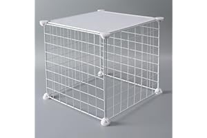 OLD TJIKKO 4-Floor Pet Playpen,DIY Puppy Pen with Door, Cat Cage,Rabbit Run,Guinea Pigs Hamster Runs, Indoor Guinea Pig Cage Includes Mallet, Indoor Use,White (Cage Accessories)
