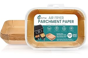 Santiago Design® | 100pcs Air Fryer Liners for Ninja Dual Air Fryer | Premium Disposable Air Fryer Parchment Paper Liners, Oil-Proof, Compatible with Ninja AF300UKAF400UK & Other Dual Zone Air Fryers