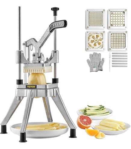 UTiLE Frietsnijder, aardappelsnijder, uiensnijder, allessnijder, met 2 messen 7 x 7 mm, 9 x 9 mm en gratis een professionele aardappelschiller