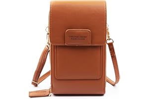 HUASUN - Bolso cartera para mujer, bandolera, carteras para teléfono móvil, con ventana de pantalla táctil, bandolera para mujer, cartera de piel sintética con correa ajustable