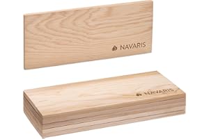 Navaris Set 6 Tavole Affumicatura BBQ - Tavola Legno per Affumicare Carne Pesce Verdura - Tavolette Aromatiche Cedro - Assi Griglia Barbecue 35x14cm