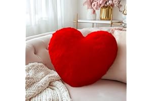 Bcuuozeeing Cojín con forma de corazón, mullido, 36 x 46 cm, diseño de corazón, color rojo