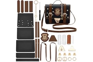 WADORN DIY PU Leather Crossbody Bag Making Kit, Crossbody Bag Handmade Making Accessories for DIY Craft Bag Making Crossbody Handbag PU Leather Sewing Kits for Women Handicraft Bag, Black