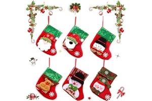 OUOQI 6 PCS Medias de Navidad,Calcetines Decoración Navideña,Calcetín de Navidad,Medias Navidad Bolsa de Regalo,Calcetín Navidad Bolsa,Calcetín de decoración,Decoración Navideña para llenar y Colgar