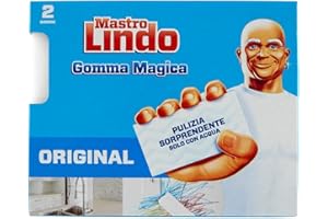 Mastro Lindo Gomma Magica, 2 Pezzi, Rimuove le Macchie e i Segni Difficili, Germi e Batteri, Igienizza le Superfici