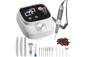GJCrafts Fresa elettrica per unghie da 45.000 giri/min, display LCD, 56 nastri abrasivi, 11 trapano, stazione di ricarica USB, tagliaunghie elettrico per manicure e pedicure, ideale per professionisti