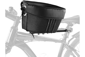 IRFORA Dog Bike Basket Mountain Bike Shopping Basket Portable Cat and Dog Carrier for Bike Front Crossbar with Sponge Liner Safety Strap (Black)