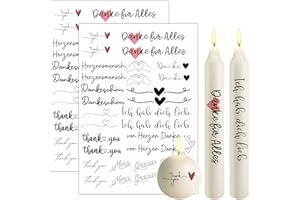 Bolosa 2 Stück Kerzen Tattoo Dank, Wasserschiebefolie Kerzen, Kerzenfolie kerzensticker Kerzenaufkleber für Kerze Tasse DIY Geschenk, Kerzen Dekorieren, Kerzensprüche, Kerzensets,19x14cm