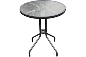 ‎MOJAWO Mojawo Garten Glastisch Bistrotisch Glas/Metall Rund Ø 60 H70cm Antrhrazit/Dunkelgrau Balkontisch Gartentisch