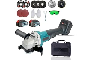 TEETOK 18V Cordless Angle Grinder Brushless, w/2x 5.5Ah Li-ion Batteries and Fast Charger, 125mm Side Disc Grinder 11000RPM Tool, Anti-Vibration & 2 Position Handle, for Cutting, Polishing, Grinding