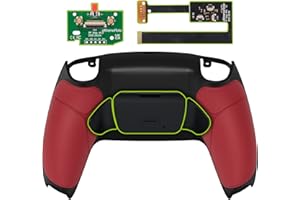 eXtremeRate Rise 2.0 Remap Kit Programmable pour ps5 Manette BDM-010&020, Coque Arrière Redessinée avec 2 Palette pour ps5 Manette, Carte améliorée, Fond Noir et Rouge