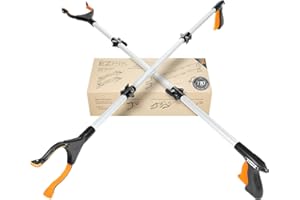 EZPIK Pinze Magnetiche 110cm per Afferrare Oggetti Difficili da Raggiungere per Anziani e Disabili – Raccogli Foglie da Giardino con Calamita Telescopica – Bastone Telescopico per Rifiuti (2 Pezzi, Argento)