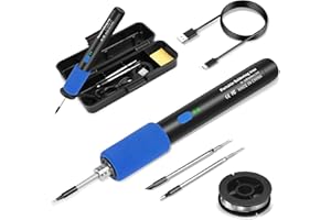 Lötkolben Set, USB Akku Lötkolben mit 3 Temperatur Einstellbar 270℃-450℃,3 Lötspitzen, Lötkolbenständer, Lötdraht, KKMOL Professionelles Sicheres Komplettes Lötkolben