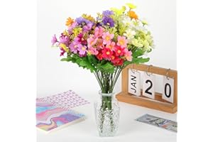 QOEOTUY Fiori Finti per Cimitero - 6 Pezzi Fiori Finti per Decorazioni, Resistenti ai Raggi UV, Non Sbiadiscono - Fiori Artificiali per Esterni e Interni, Giardino, Decorazione di Matrimonio