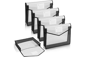AOOSU Sichttasche Dokumenten, 5 Stück Dokumententasche A4 Dokumentenmappe Kunststoff Sammelmappen mit Etiketten und Druckknopf für Dokument Organisieren (Horizontal)