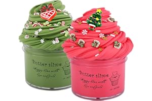 AMTONLEDA 2 Pack Xmas Butter Slime Kit Soft Premade Butter Slime Set Christmas Toys for Kids Christmas Stocking Fillers for Boys Girls