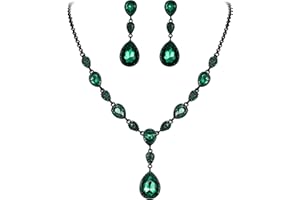 Clearine Wedding Bridal Cubic Zirconia Teardrop Y Necklace and Earrings Jewellery Set for Women