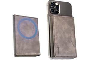 TECHMADE Etres Magnetische Brieftasche kompatibel mit MagSafe für iPhone 16/15/14/13/12 Serie, Kartenhalter aus PU-Leder, Bargeldfach und 6 Kartenfächer, grau, Taglia Unica, Casual