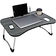 ENTITY Multi-Purpose Laptop Table | Integrated Carry Handle & Dock Stand | Study & Bed Table | Foldable & Portable | Ergonomic Edges | Non-Slip Legs | Engineered Wood | Laptop Desk for Bed (Wood)