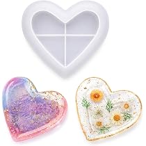 duisoad 2 Pezzi Stampo in Resina Epossidica a Forma Cuore, Stampi in Silicone 3D Heart per Fai da Te, Gioielli, Decorazioni per la Casa
