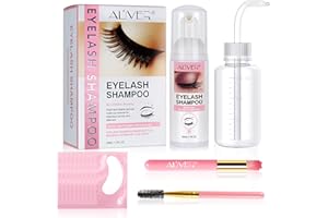 IDUCEN Wimpernverlängerungs-Shampoo 50 ml+Spülflasche+Bürsten+Hydrogel-Augenklappe–Augenlid-Schaumreiniger,natürlicher Wimpern-Make-up-und Mascara-Entferner für den Salon und den Heimgebrauch