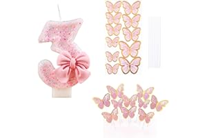 Ronoza® Świece urodzinowe cyfry różowe (różowy motyl 3)