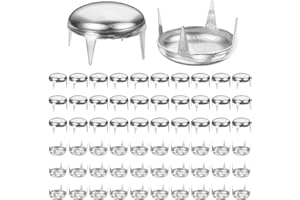 TIXIPEM Round Dome Rivets [100pcs] - 12mm Round Dome Studs Metal Claw Beads Nailhead Rivets Spike Studs for Leather Craft & Hat & Clothes & Belt & Bracelet Accessories - [Silver]