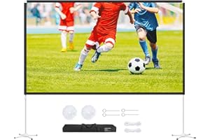 Osoeri Écran de Projection 120 Pouces avec Support, 16: 9 HD Portable Pliable Extérieur Screen avec Sac d'eau, Anti-Plis Projection pour Vidéoprojecteurs, Écran pour Cinéma Maison, Fête, Commercial