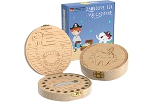 LumeeStar® Zahndose Milchzähne Friends – Personalisierte Milchzahndose mit Display Funktion für Jungen – Zahnbox Geschenk zur Geburt – Hübsche & Praktische Zahndose für Babys