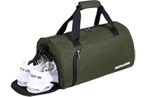 BECOJADDE Sporttaschen für Damen und Herren, 25L Reisetasche Duffel Bag Übernachtungstasche mit Schuhfach & Nassfach, wasserdichte Handgepäcktasche für Sport, Fitnessstudio, Schwimmen, Armeegrün