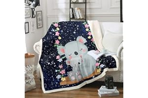 Homemissing Karikatur Panda Kuscheldecke Galaxis Koala und Baby Decke 150x200cm Kinder Jungen Schöne Blumen Flanell Fleecedecke Niedliches Tiermuster Dekor Wohndecke für Schlafsofa Sofas