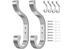 jockcaras 6 Stück Garderobenhaken, kleiderhaken zum Schrauben Silber - Rucksackhaken, Moderne Kleiderhaken Garderobe, Flurgarderobe, Handtuchhaken, Garderobe Wand Haken, Jackenhalter Wand