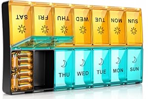 Mossime Tygodniowe pudełko na tabletki 7-dniowe: duże pudełka na tabletki 7 dni 2 razy dziennie codzienny organizer na tabletki 7 dni z 14 przegródkami - XL tygodniowy pojemnik na tabletki Am Pm