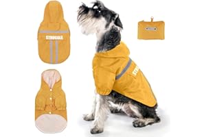 PETCUTE Imperméable pour Chien Manteau Chien Impermeable vec Capuche et Bandes Réfléchissantes pour Petit Moyen Gros Chiens avec Trou de Harnais