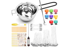 YVGOOV Kerzen Selber Machen Set Wachsschmelzer 600ml schmelztopf kerzenwachs und 100 Kerzendochte 8 Kerzenfarbe 1 Thermometer Candle Making Kit DIY Set bastelset Erwachsene