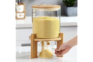 GXSDYYDS Recipiente de almacenamiento de arroz, tarro de almacenamiento de 8 l con taza medidora, dispensador de cereales hermético y a prueba de polvo con soporte y tapa para harina, cereales y copos de maíz