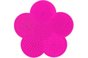iJiGui Make up Pinsel Reinigungsmatte, Silikon Makeup Pinsel Reiniger, Make up Pinsel Schrubber Pad, Tragbares Waschwerkzeug für Make up Pinsel mit Saugnapf (Rosenrot)