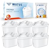 Watus Filter, For Brita Filter/Maxtra Pro/Brita Maxtra Plus Cartridges (6) | Reduce Lead, Chlorine, Heavy Metals and Lime in