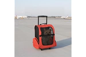 PawHut 2 en 1 Trolley Chariot Sac a Dos Sac de Transport a roulettes pour Chien Chat