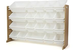 Humble Crew Toy Organizer with 20 Storage Bins, Natural/White