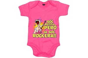 STAMPATS Body bebé Sóc petita però ja sóc rockera - Rosa, Talla única 12 meses
